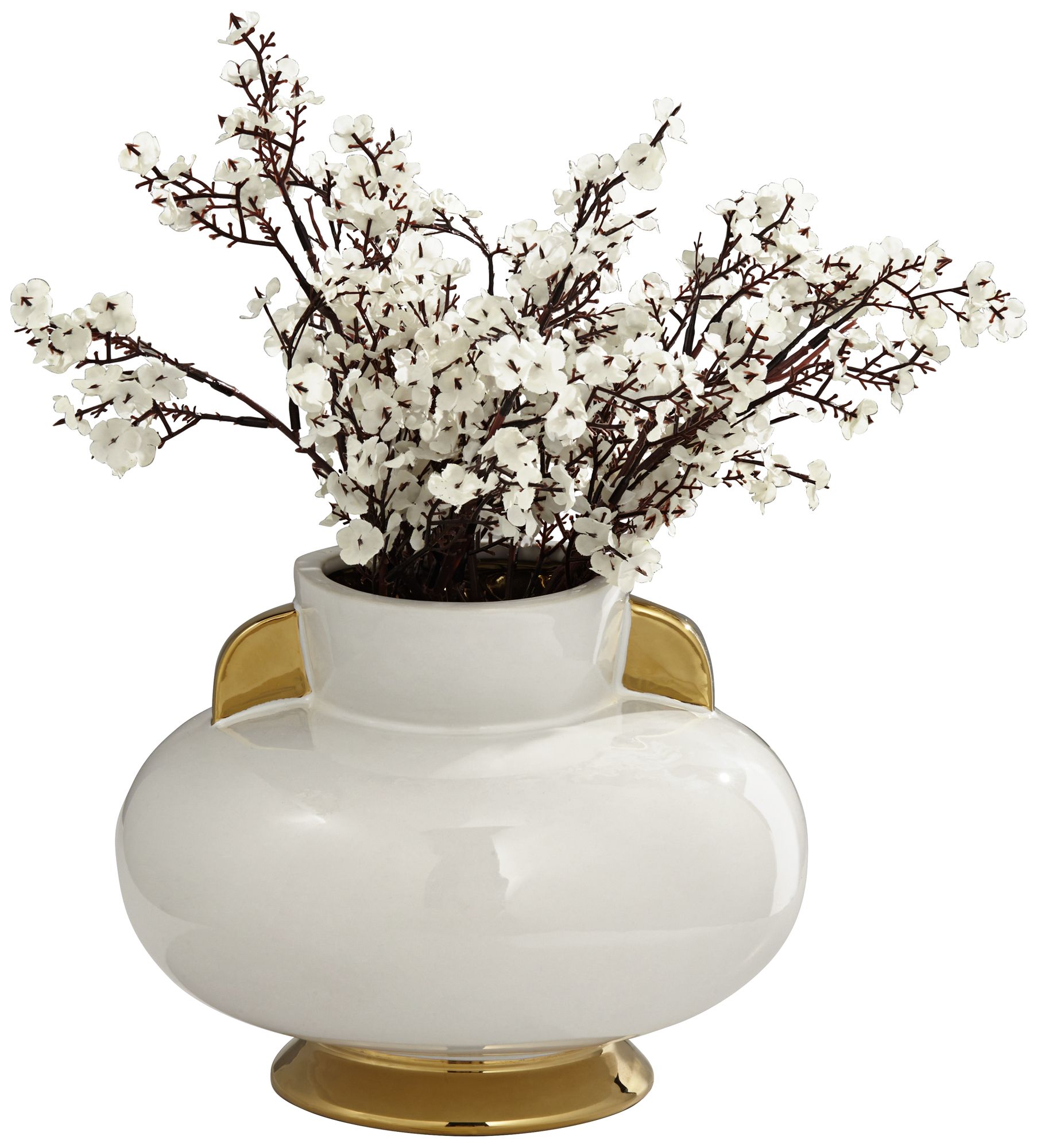 Empress White and Gold 3-Piece Ceramic Vase Set