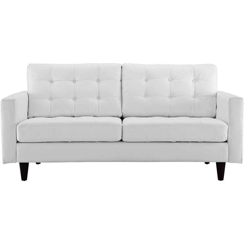 Empress White Bonded Leather Tufted Loveseat