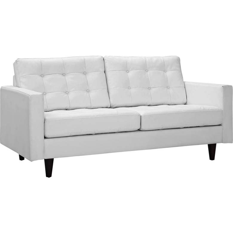 Image 3 Empress White Bonded Leather Tufted Loveseat more views