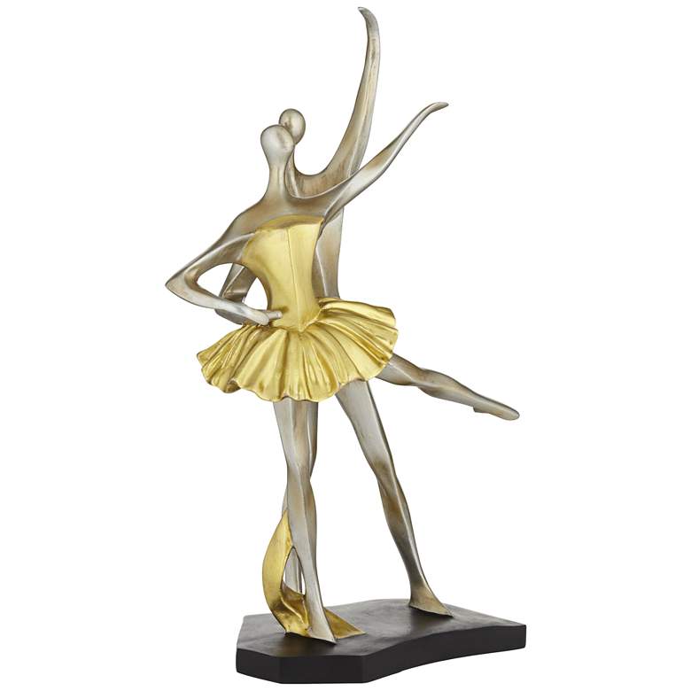 Image 5 En Pointe 15" High Matte Gold Antique Silver Dancer Statue more views