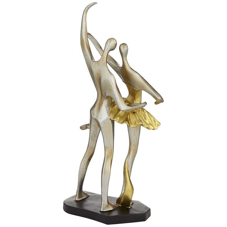 Image 7 En Pointe 15 inch High Matte Gold Antique Silver Dancer Statue more views