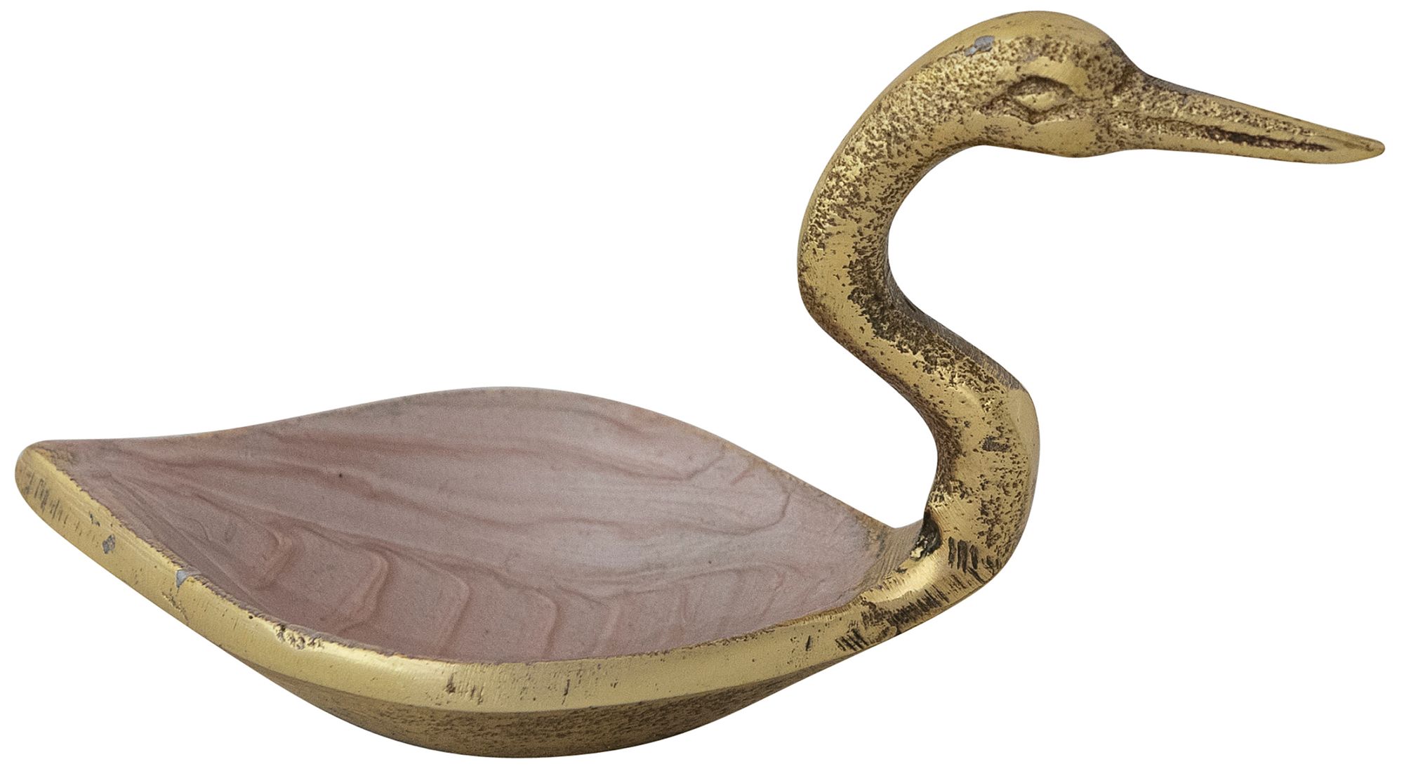 Image 2 Enameled Cast Aluminum Bird Bowl with Antique Gold Finish more views