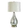 Enchanting Silver - Glass Body Table Lamp With Brushed Brass Metal Base