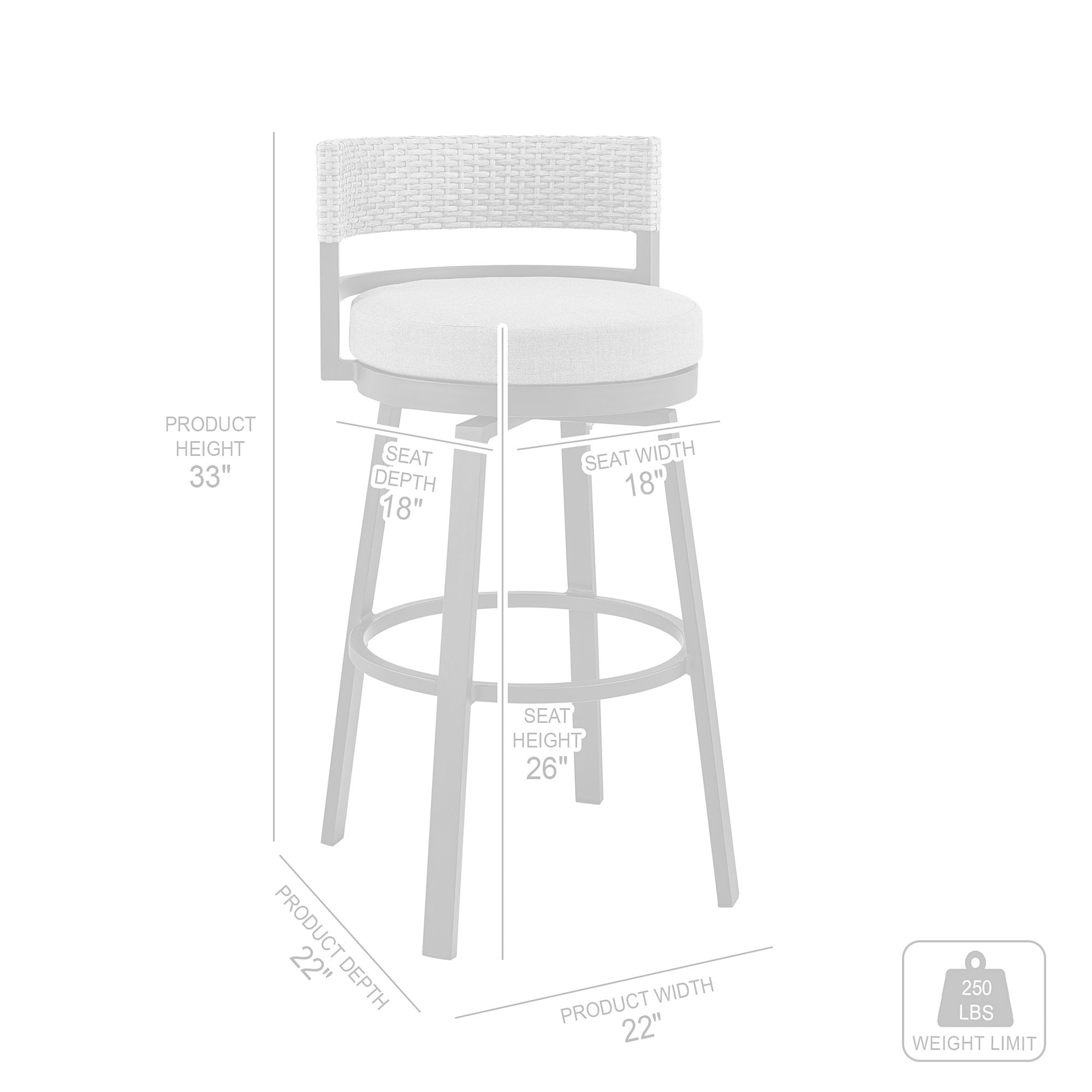 Encinitas 26" Black Swivel Outdoor Counter Stool