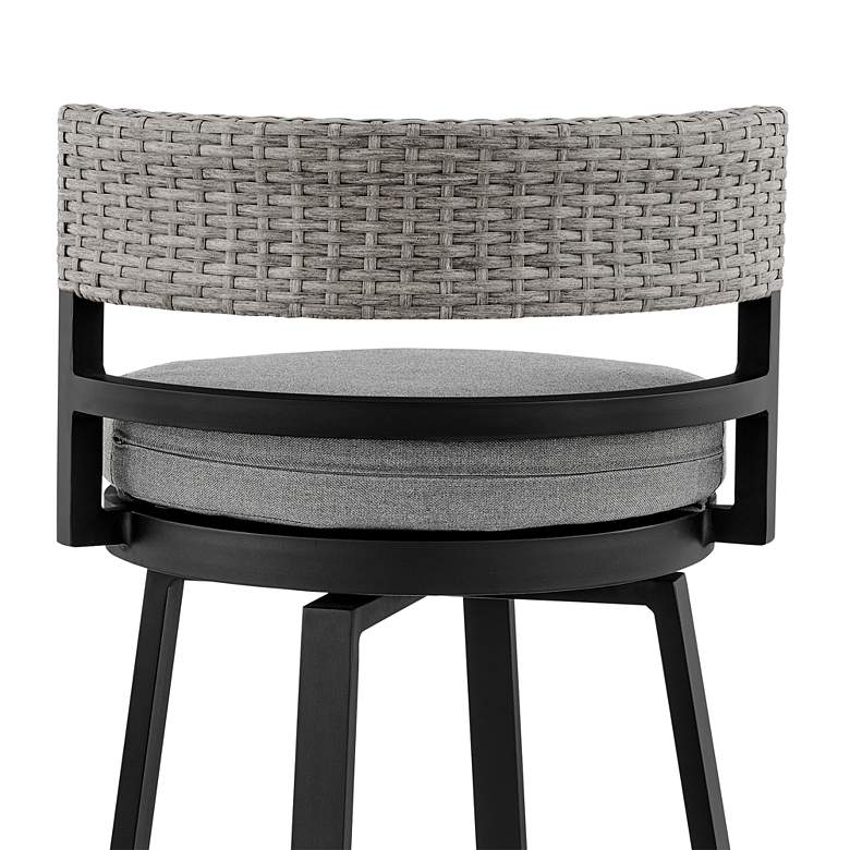 Image 4 Encinitas 30 inch Black Swivel Outdoor Bar Stool more views