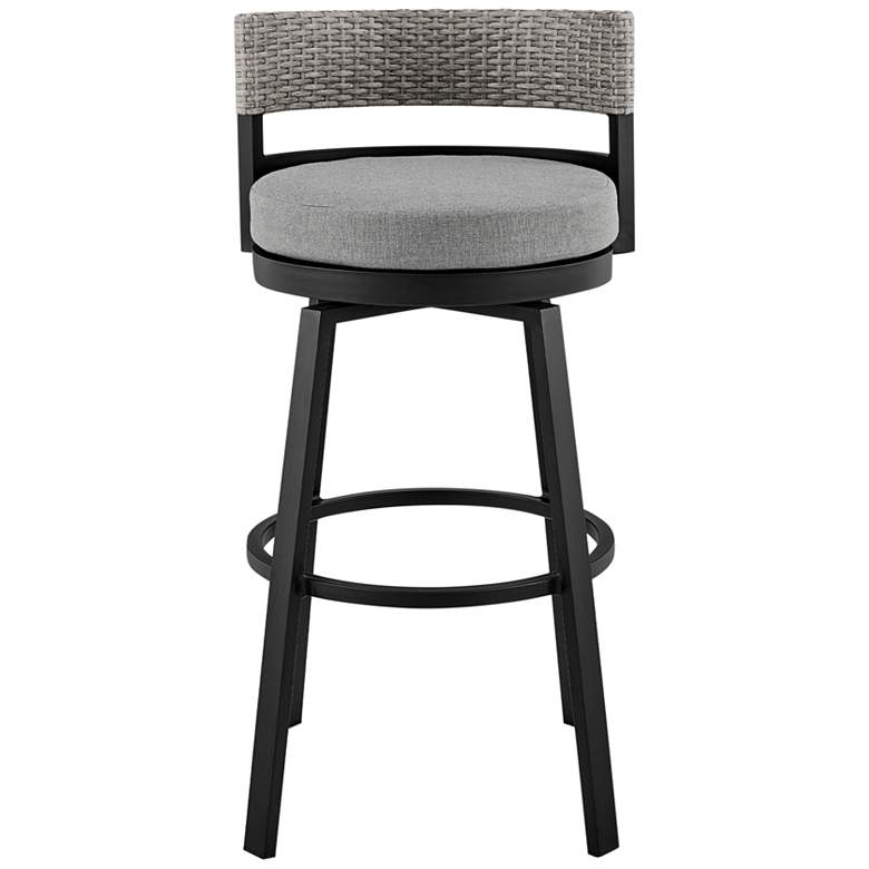 Image 6 Encinitas 30 inch Black Swivel Outdoor Bar Stool more views