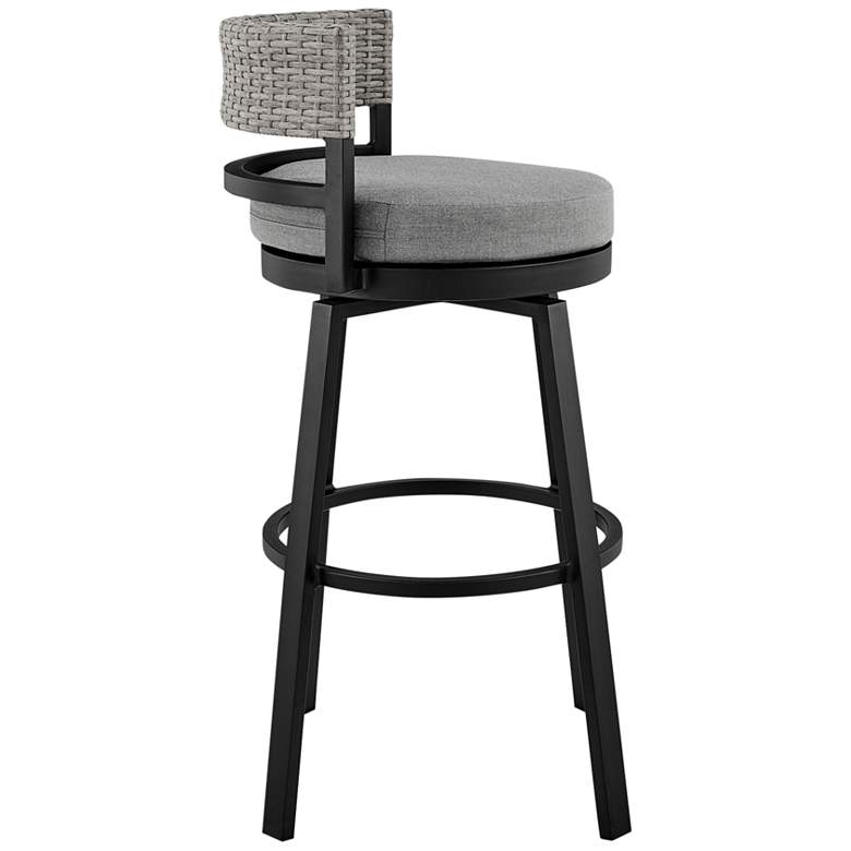 Image 7 Encinitas 30 inch Black Swivel Outdoor Bar Stool more views