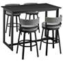 Encinitas Outdoor 5-Piece Bar Table Set in Aluminum with Grey Cushions