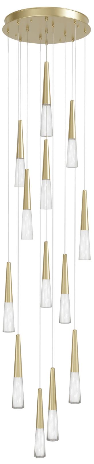 Encino 13-Light 22"W Cone Shape Chandelier in Brushed Brass