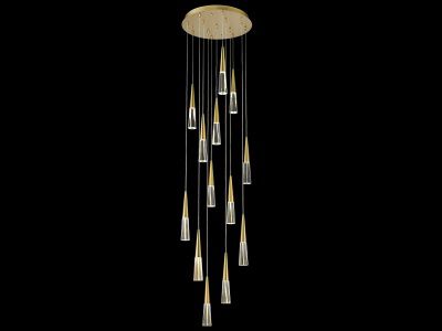 Image 2 Encino 13-Light 22"W Cone Shape Chandelier in Brushed Brass more views
