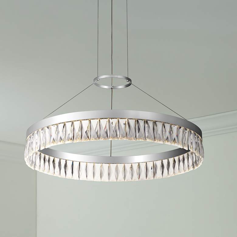 Image 1 Encore 23 1/2"W Polished Chrome LED Crystal Pendant Light