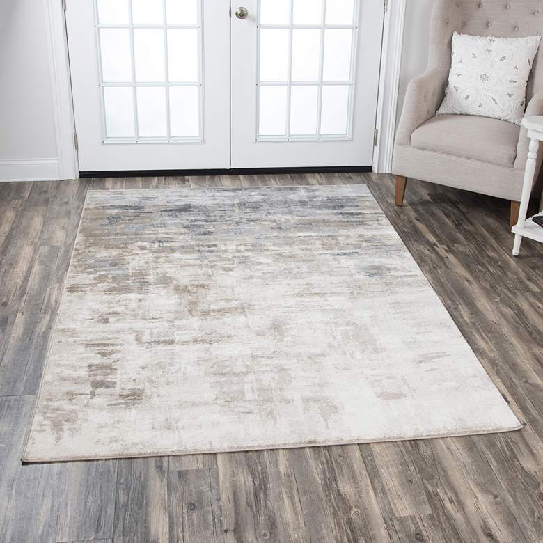 Image 1 Encore EN7258 5'2"x7'3" Beige and Gray Abstract Area Rug