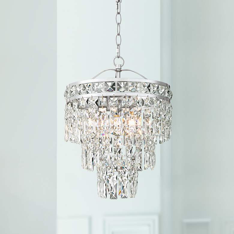 Image 1 Ender 12 1/2 inch Wide Chrome and Crystal Pendant Light