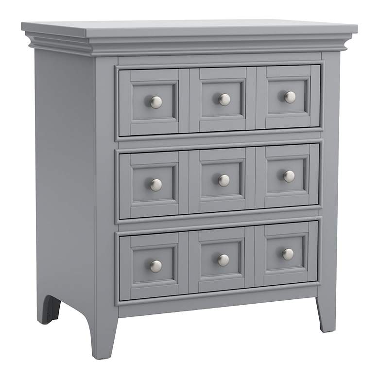 Image 2 Ender 26" Wide Gray Wood 3-Drawer USB Port Nightstand