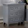 1_Ender 26" Wide Gray Wood 3-Drawer USB Port Nightstand
