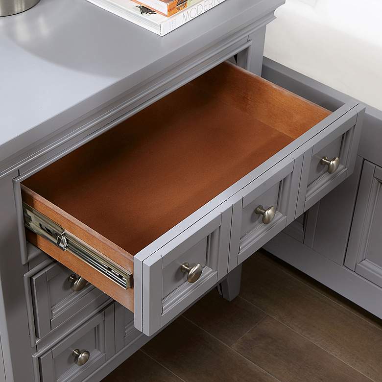 Image 3 Ender 26" Wide Gray Wood 3-Drawer USB Port Nightstand more views