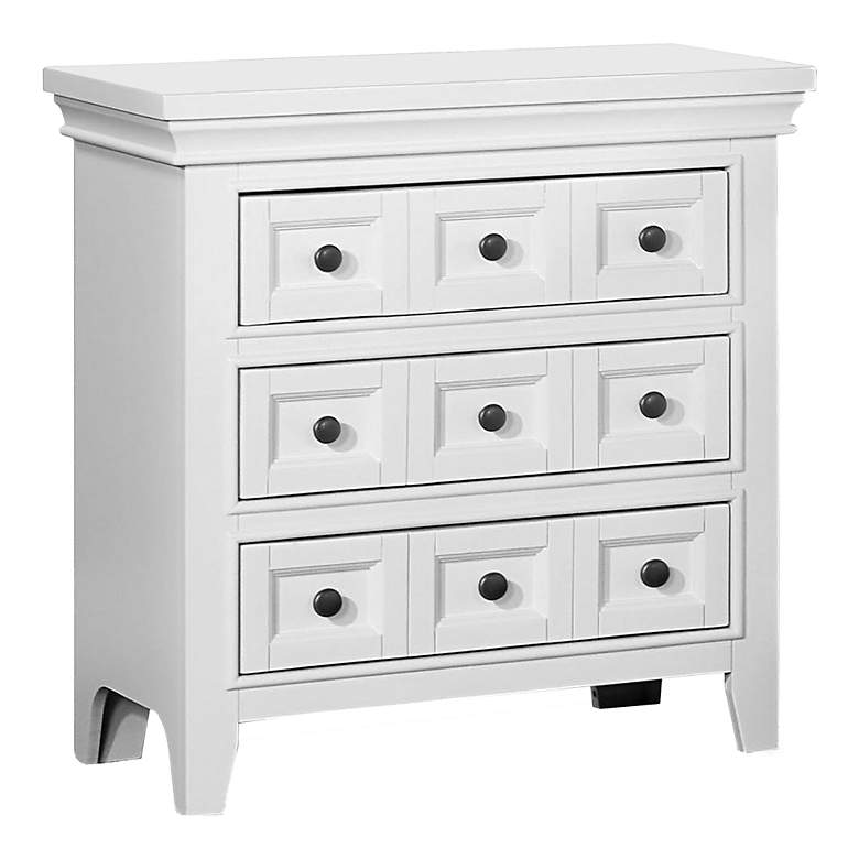 Image 2 Ender 26" Wide White Wood 3-Drawer USB Port Nightstand