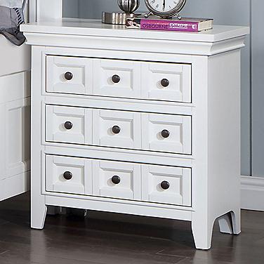 Ender 26" Wide White Wood 3-Drawer USB Port Nightstand