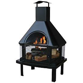 Image1 of Endless Summer 43 1/2" High Black Steel Wood Burning Outdoor Fireplace
