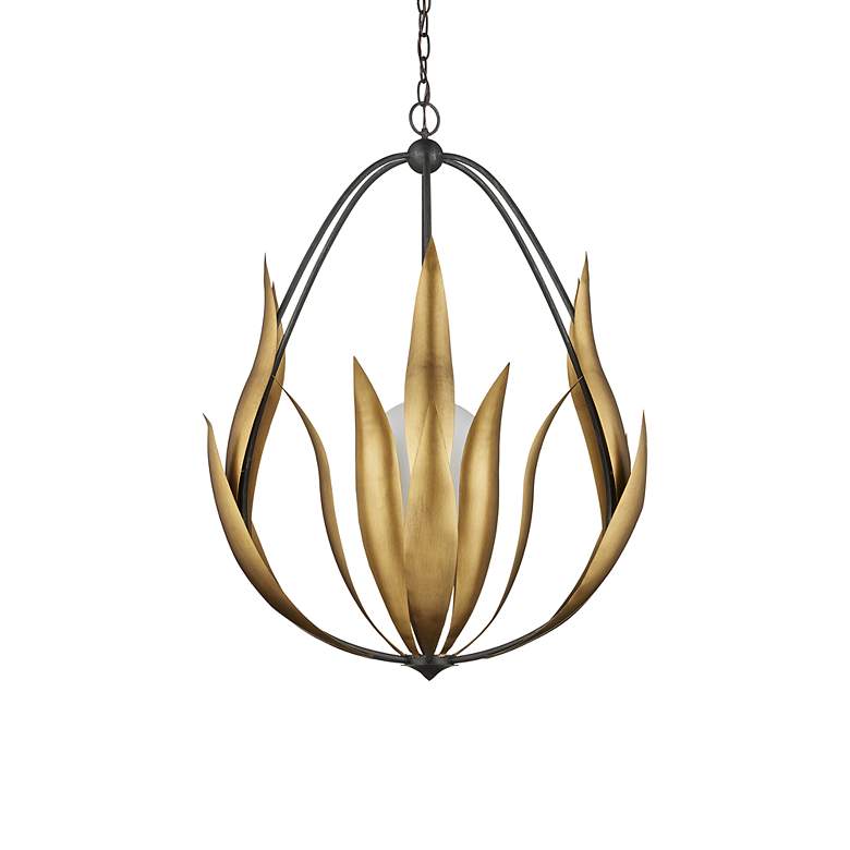 Image 6 Endymion 26" Wide Aged Steel and Brass Chandelier more views