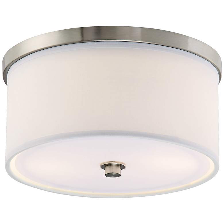 Image 1 Energy Efficient White Fabric 10 1/4 inch Wide Ceiling Light