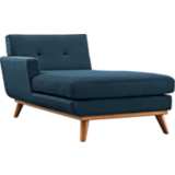 Engage 36 1/2&quot; Wide Azure Blue Fabric Tufted Left-Arm Chaise