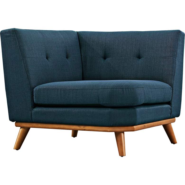 Image 1 Engage 39 1/2 inch Wide Azure Blue Fabric Tufted Corner Sofa