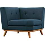 Engage 39 1/2&quot; Wide Azure Blue Fabric Tufted Corner Sofa