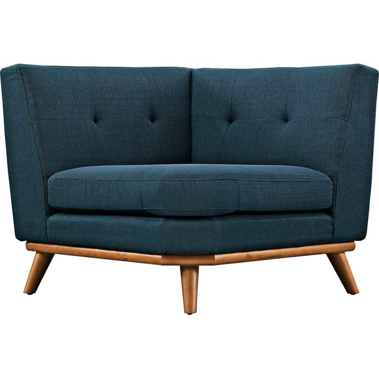 Image 2 Engage 39 1/2" Wide Azure Blue Fabric Tufted Corner Sofa more views