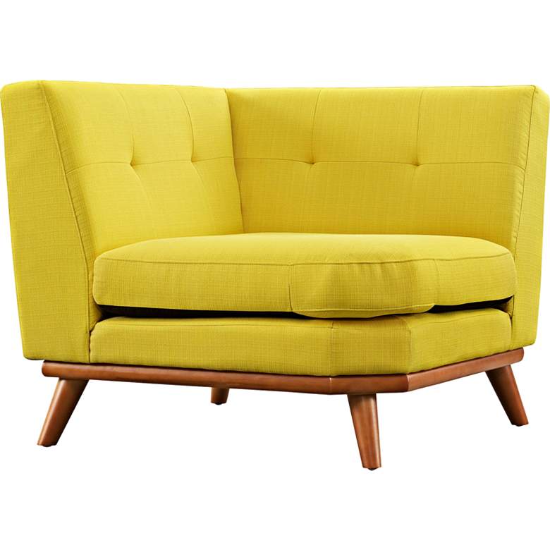 Image 1 Engage 39 1/2" Wide Sunny Yellow Fabric Tufted Corner Sofa