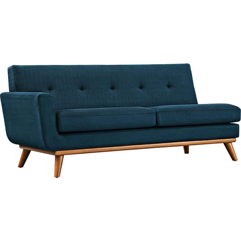Engage 67&quot; Wide Azure Blue Fabric Tufted Left-Arm Loveseat