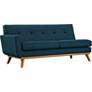 Engage 67" Wide Azure Blue Fabric Tufted Left-Arm Loveseat
