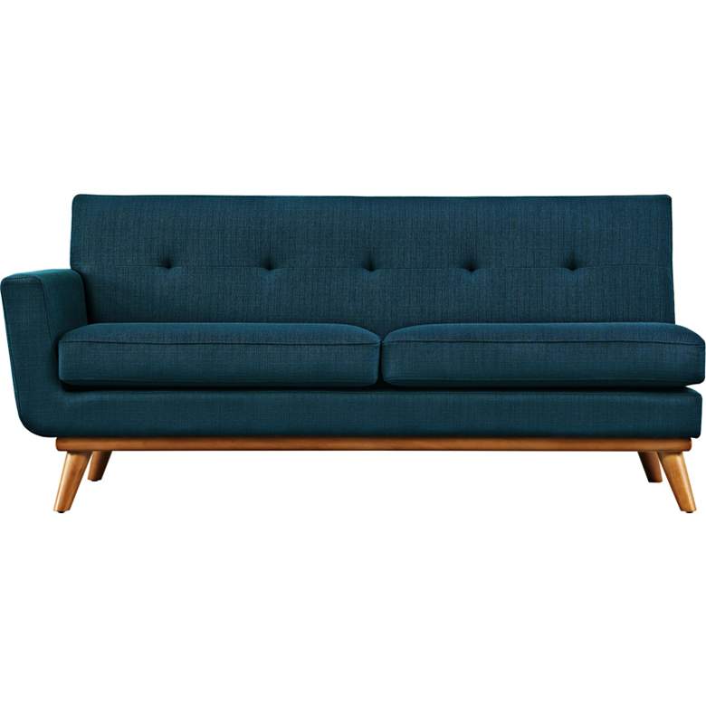 Image 3 Engage 67 inch Wide Azure Blue Fabric Tufted Left-Arm Loveseat more views