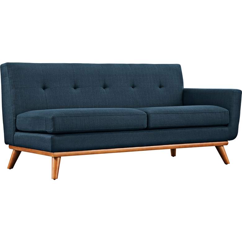 Image 1 Engage 67" Wide Azure Blue Fabric Tufted Right-Arm Loveseat