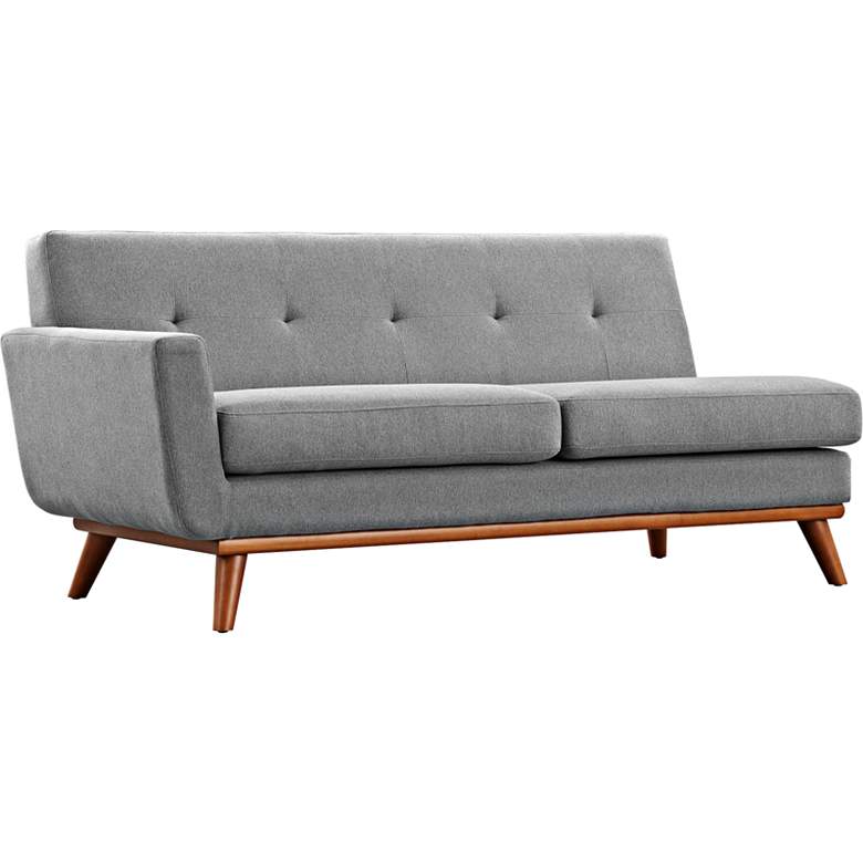 Engage 67&quot; Wide Gray Fabric Tufted Left-Arm Loveseat
