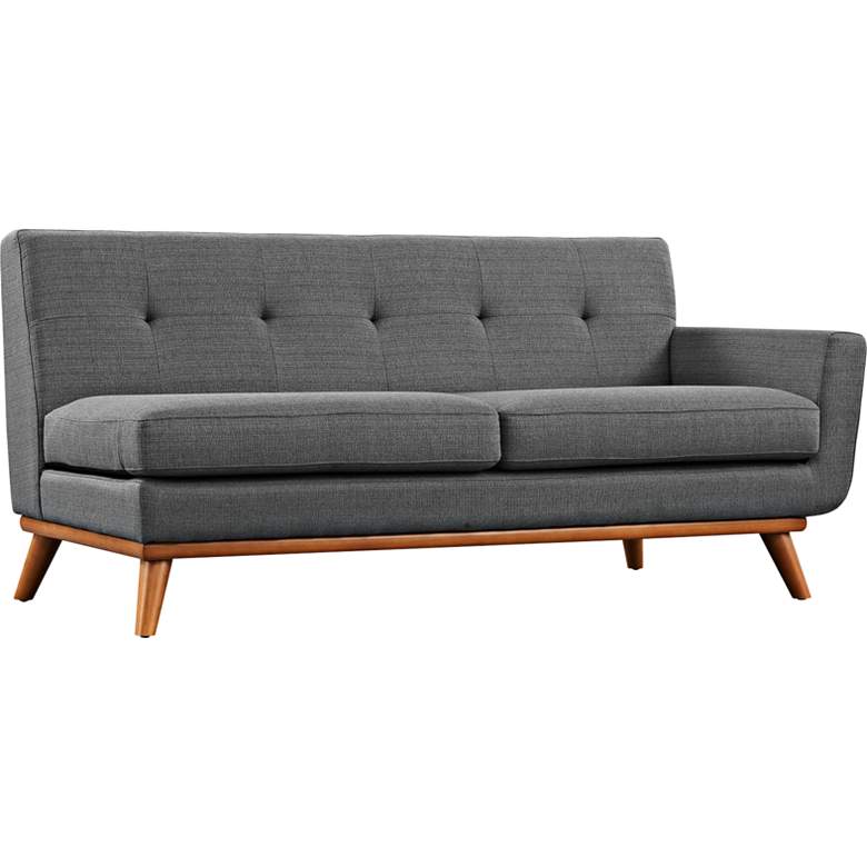 Image 1 Engage 67" Wide Gray Fabric Tufted Right-Arm Loveseat