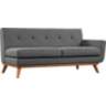 Engage 67" Wide Gray Fabric Tufted Right-Arm Loveseat