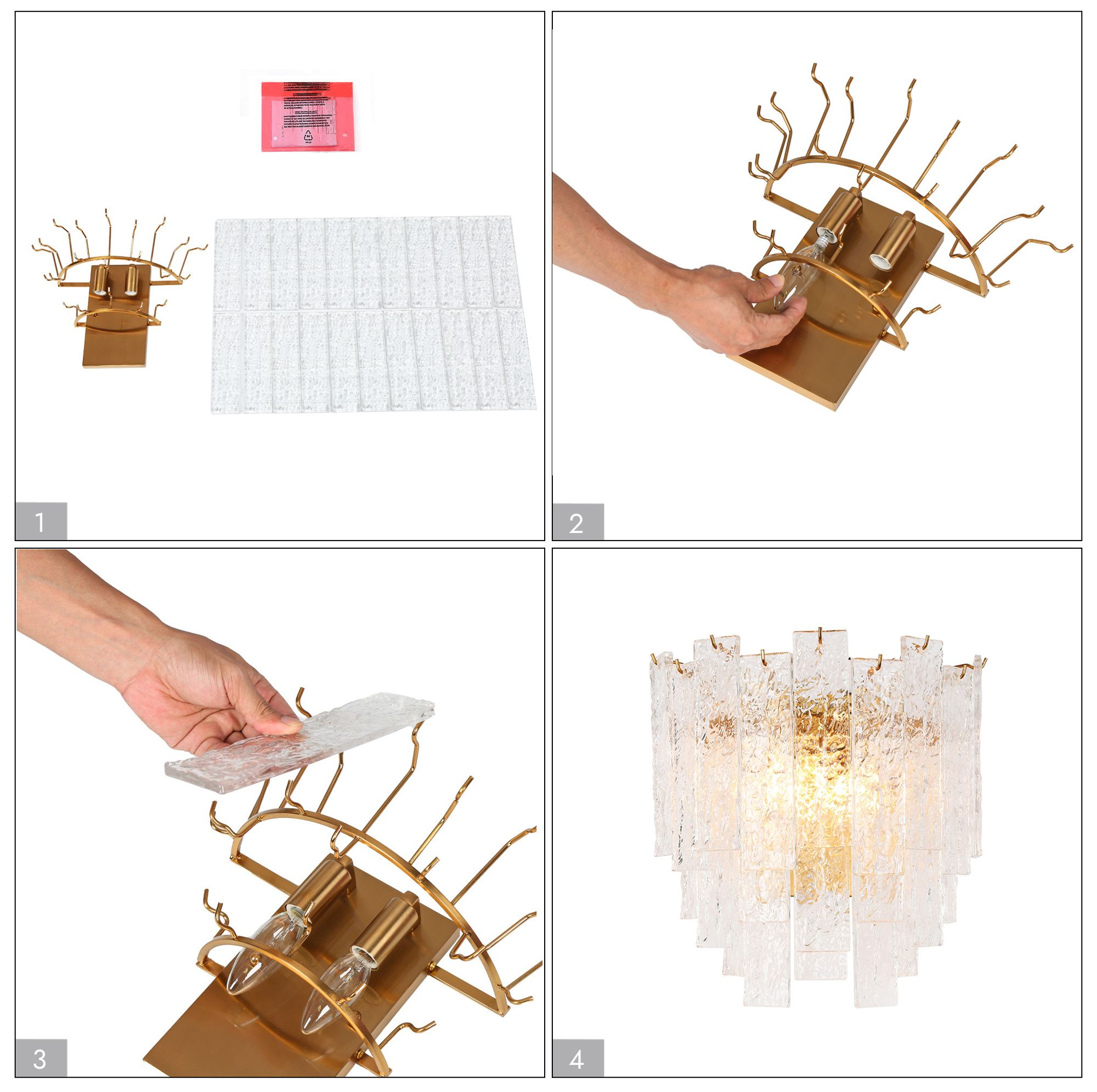 Engaveric 2-Light Glass Wall Sconces