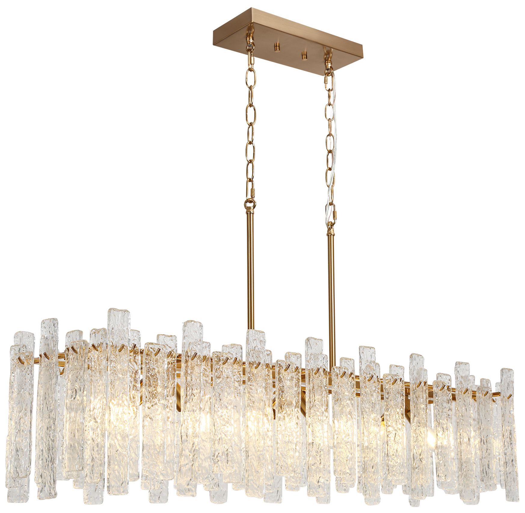 Engaveric 39" Wide Plating Brass and Glass Island Chandelier Made to Order