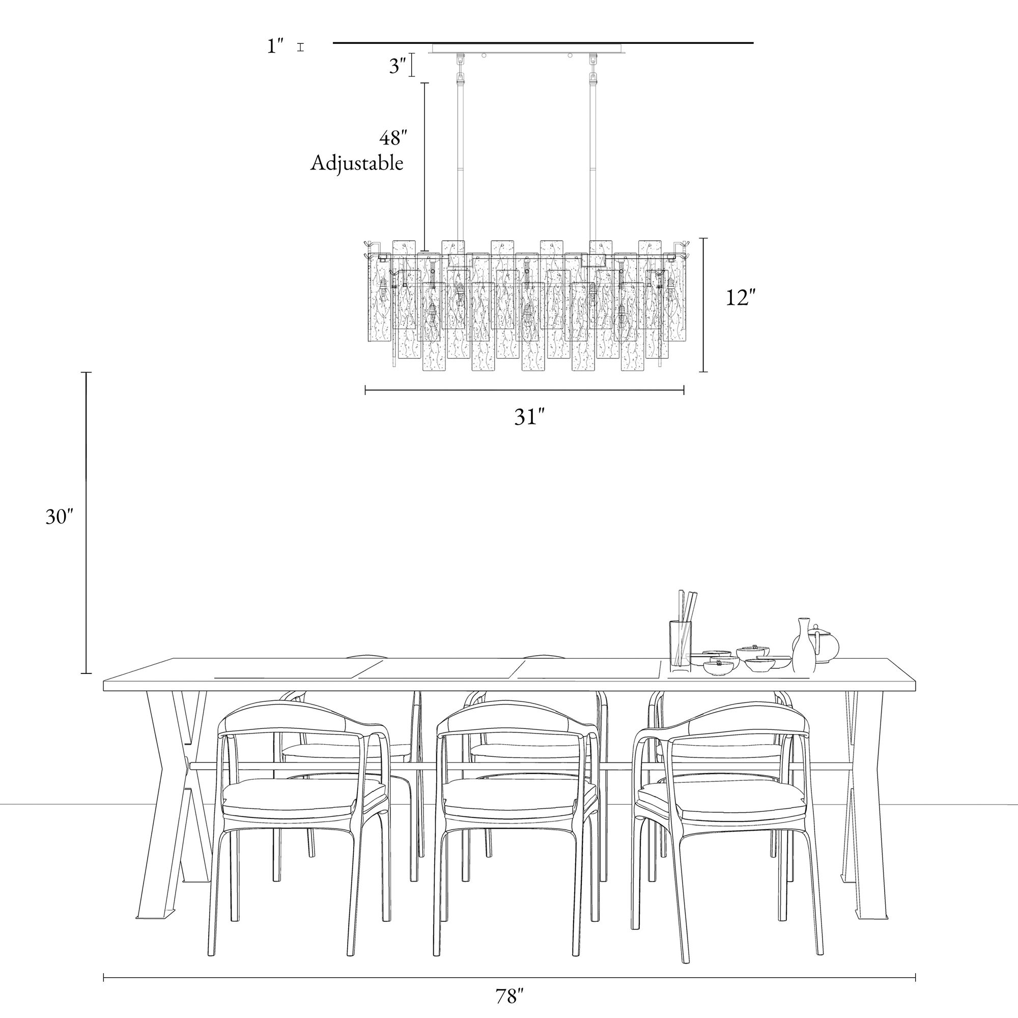 Engaveric 7-Light Glass Island Chandelier
