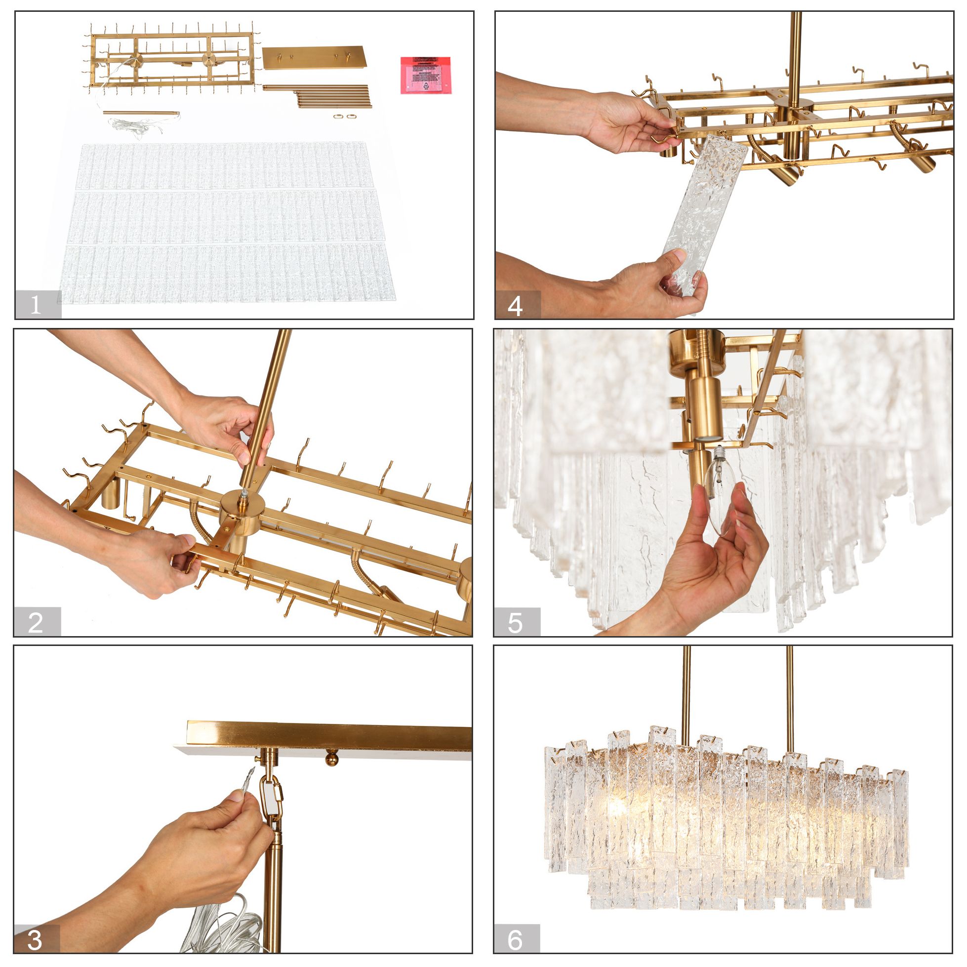 Engaveric 7-Light Glass Island Chandelier
