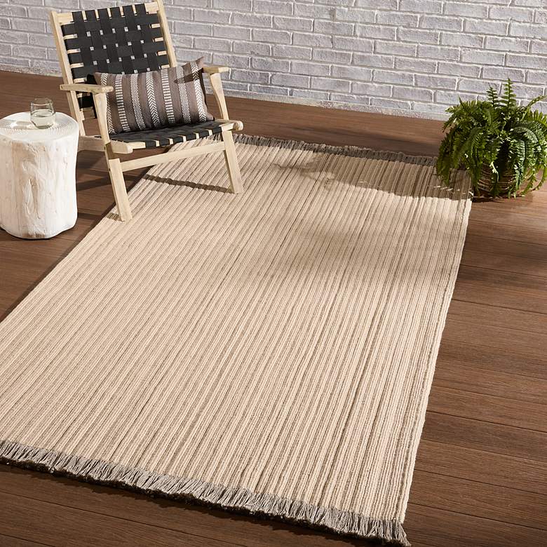 Image 1 Engild DRE01 4&#39;x6&#39; Beige and Gray Indoor/Outdoor Area Rug