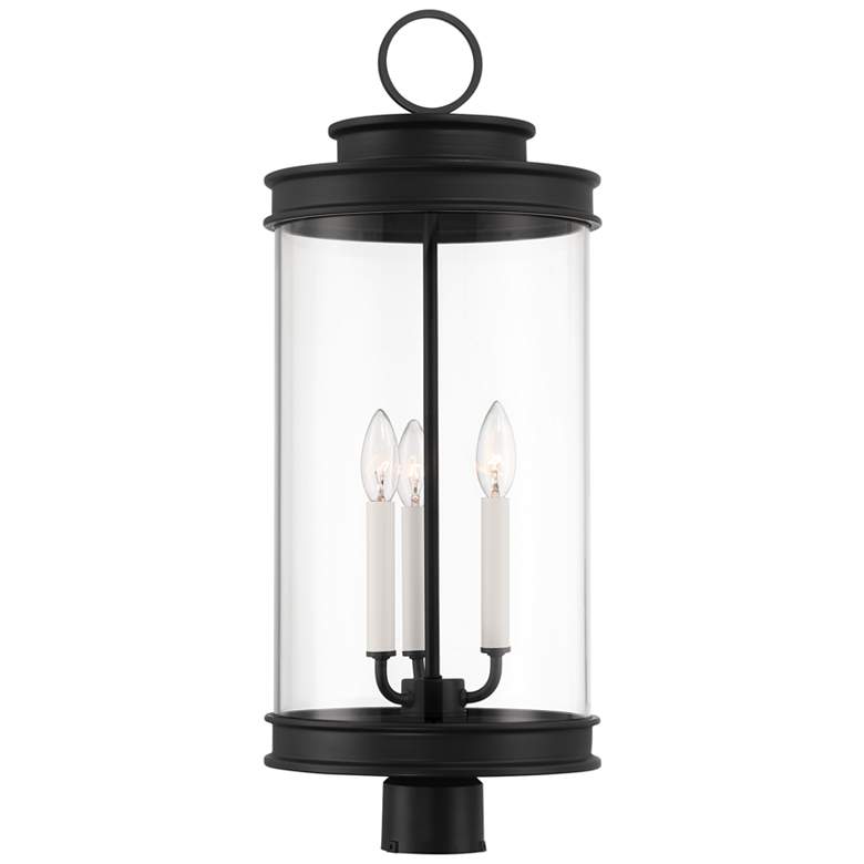 Image 1 Englewood 3-Light Outdoor Post Lantern in Matte Black
