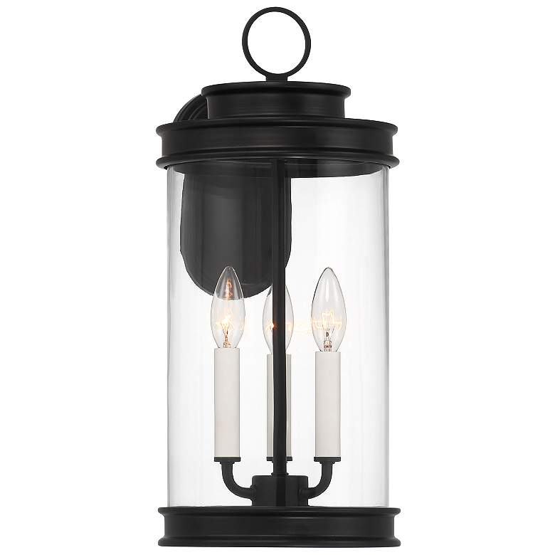 Image 1 Englewood 3-Light Outdoor Wall Lantern in Matte Black