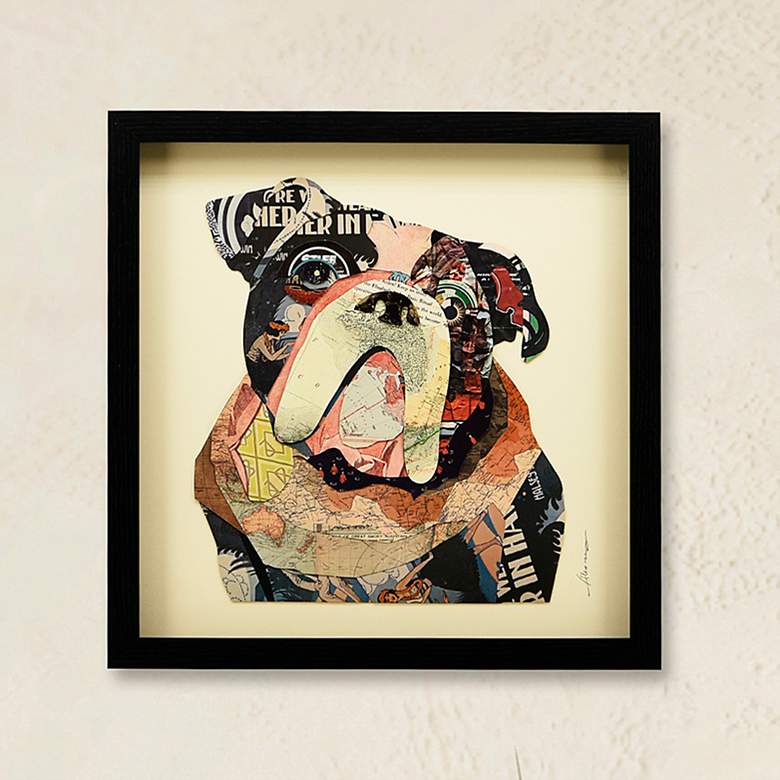 Image 1 English Bulldog 17" Square Dimensional Framed Wall Art