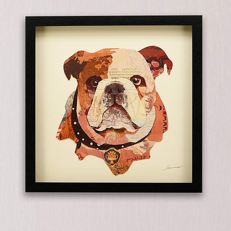 Image 1 English Bulldog Pup 17" High Collage Framed Wall Art
