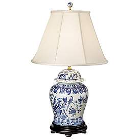 Image3 of English Floral 31" High Hand-Painted Porcelain Ginger Jar Table Lamp