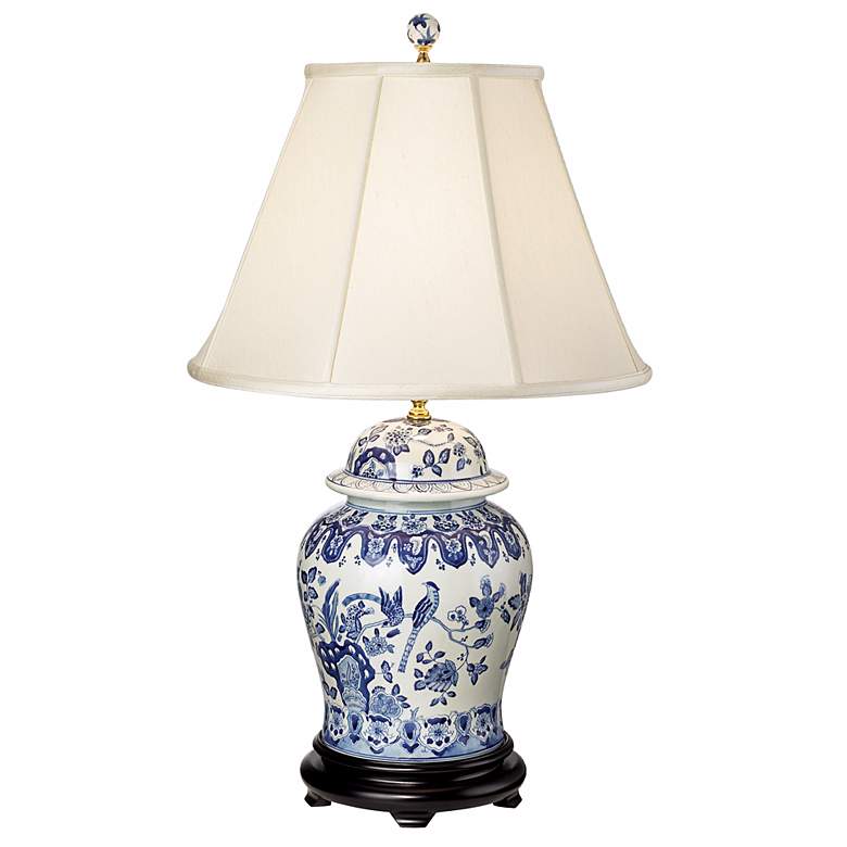 Image 3 English Floral 31 inch High Hand-Painted Porcelain Ginger Jar Table Lamp