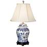 English Floral 31" High Hand-Painted Porcelain Ginger Jar Table Lamp in scene