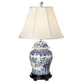 Image4 of English Floral 31" High Hand-Painted Porcelain Ginger Jar Table Lamp more views